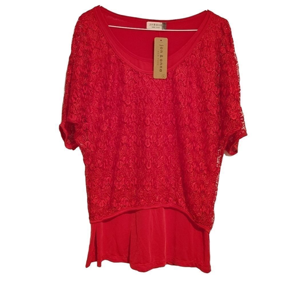 *NEW* JON & ANNA NEW YORK LADIES SIZE LARGE RED SHIRT
